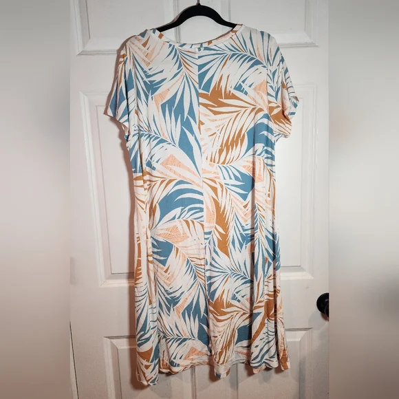 Cynthia Rowley Stretchy Tropical Leaf Print Dress 2X - Picture 5 of 5
